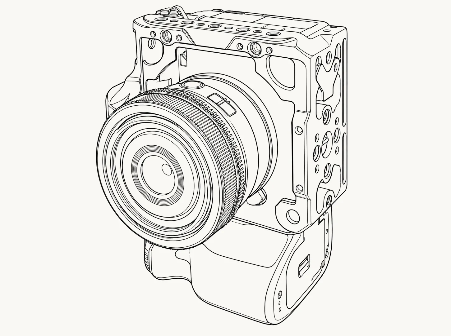 BoxHill Studio 拍片用 Sony A7SIII 攝影機與提籠結構線稿